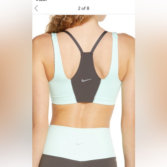 Nike Yoga Indy Infinalon Sports Bra Mint Green Dark Gray - Picture 2 of 6